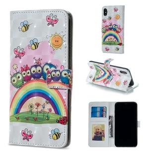 For iPhone X Owl Family Pattern Horizontal Flip Leather Case with Holder & Card Slots & Photo Frame & Wallet
