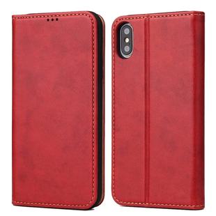 For iPhone X / XS Horizontal Flip PU Leather Case with Holder & Card Slots & Wallet(Red)
