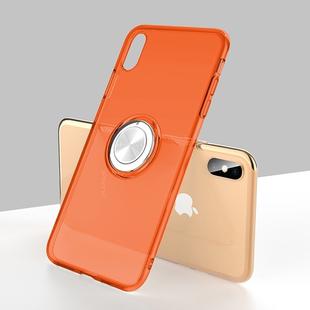 For iPhone XS Transparent TPU Metal Ring Case with Metal Ring Holder (Red)