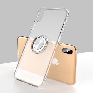 For iPhone XS Transparent TPU Metal Ring Case with Metal Ring Holder (Transparent)