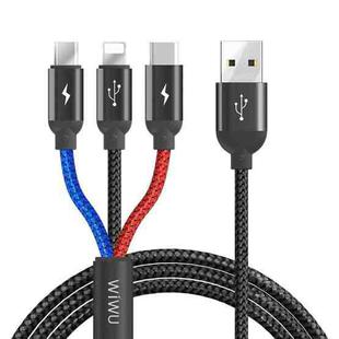 WIWU YZ-102 3A 3 in 1 USB to USB-C / Type-C + 8 Pin + Micro USB ATOM Charging & Synic Cable