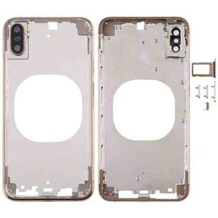 Transparent Back Cover with Camera Lens & SIM Card Tray & Side Keys for iPhone XS(Gold)