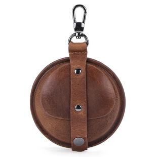 CF1042B For AirPods Pro Crazy Horse Texture Convenient Multifunction Earphone Protective Leather Case with Hook(Brown)