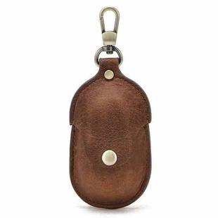 CF1109 For Galaxy Buds Crazy Horse Texture Clamshell Earphone Protective Leather Case with Hook (Brown)