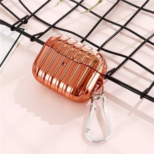 For AirPords Pro Bluetooth Earphone Electroplating Suitcase Protective Case with Buckle(Rose Gold)