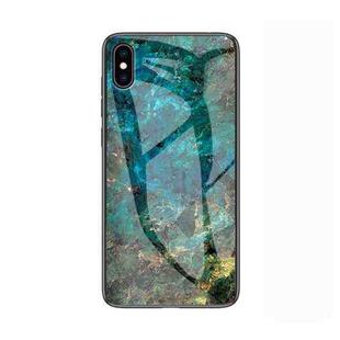 For iPhone X / XS Marble Glass Protective Case(Emerald)