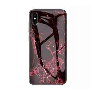 Marble Glass Protective Case for iPhone X / XS(Red)