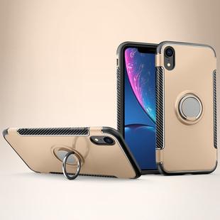 For iPhone XR Magnetic 360 Degrees Rotation Ring Armor Protective Case(Gold)