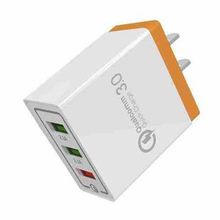 AR-QC-03 2.1A 3 USB Ports Quick Charger Travel Charger, US Plug (Orange)