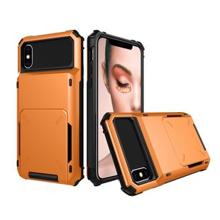 For iPhone X / XS Shockproof TPU + PC Protective Case with Card Slot(Orange)