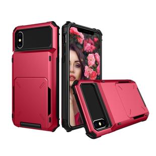 For iPhone X / XS Shockproof TPU + PC Protective Case with Card Slot(Red)