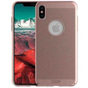For iPhone XS MOFI Honeycomb Texture Breathable Protective Back Cover Case(Rose Gold)