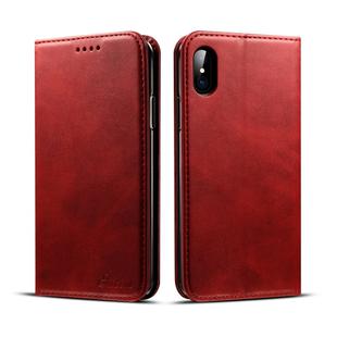 For iPhone X / XS Suteni Calf Texture Horizontal Flip Leather Case with Holder & Card Slots & Wallet(Red)