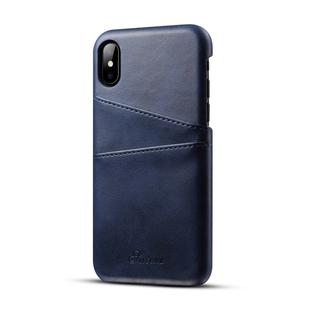 For iPhone X / XS Suteni Calf Texture Protective Case with Card Slots(Blue)