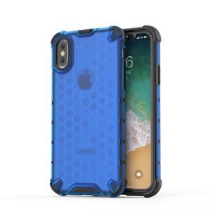 For iPhone X / XS Shockproof Honeycomb PC + TPU Protective Case (Blue)