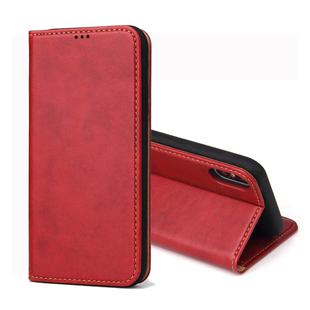 For iPhone X / XS Dermis Texture PU Horizontal Flip Leather Case with Holder & Card Slots & Wallet(Red)