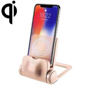 4 in 1 360 Degrees Rotation Phone Charging Desktop Stand Holder with Qi Standard Wireless Charging, For iPhone, Huawei, Xiaomi, HTC, Sony and Other Smart Phones(Champagne Gold)