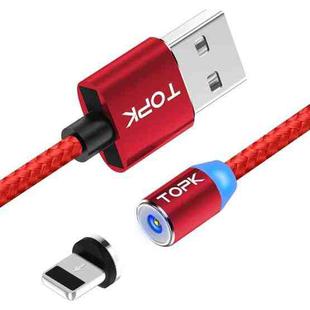 TOPK AM23 2m 2.4A Max USB to 8 Pin Nylon Braided Magnetic Charging Cable with LED Indicator(Red)