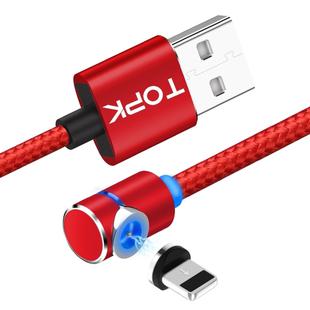 TOPK AM30 2m 2.4A Max USB to 8 Pin 90 Degree Elbow Magnetic Charging Cable with LED Indicator(Red)