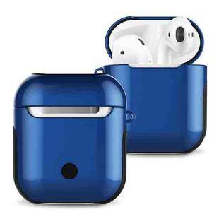 Varnished PC Bluetooth Earphones Case Anti-lost Storage Bag for Apple AirPods 1/2(Blue)