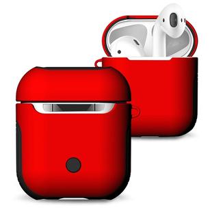 Frosted Rubber Paint + PC Bluetooth Earphones Case Anti-lost Storage Bag for Apple AirPods 1/2(Red)