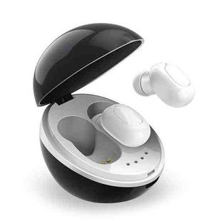 A10 TWS Space Capsule Shape Wireless Bluetooth Earphone with Magnetic Charging Box & Lanyard, Support HD Call & Automatic Pairing Bluetooth(Black White)
