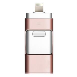 SHISUO 3 in 1 16GB 8 Pin + Micro USB + USB 3.0 Metal Push-pull Flash Disk with OTG Function(Rose Gold)