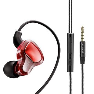 POLVCDG D6T 3.5mm Interface Double Moving Circle In Ear Wired Stereo Earphone for Xiaomi / OPPO / Huawei / Vivo,Upgraded Tuning Version(Red)