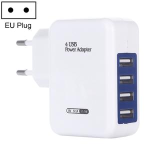 HT-CD03 15.5W 5V 3.1A 4-Port USB Wall Charger Travel Charger, EU Plug (White)