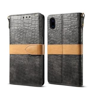 For iPhone X / XS Splicing Color Crocodile Texture PU Horizontal Flip Leather Case with Wallet & Holder & Card Slots & Lanyard (Grey)