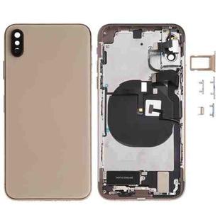 Battery Back Cover Assembly (with Side Keys & Speaker Ringer Buzzer & Motor & Camera Lens & Card Tray & Power Button + Volume Button + Charging Port + Signal Flex Cable & Wireless Charging Module) for iPhone XS(Gold)