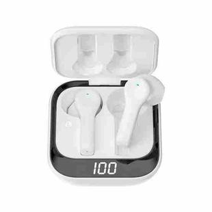 K08 Wireless Bluetooth 5.0 Noise Cancelling Stereo Binaural Earphone with Charging Box & LED Digital Display (White)