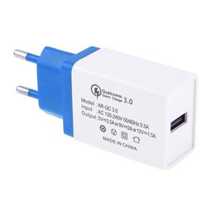 AR-QC 3.0 3.5A Max Output Single QC3.0 USB Ports Travel Fast Charger, EU Plug(Blue)