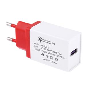 AR-QC 3.0 3.5A Max Output Single QC3.0 USB Ports Travel Fast Charger, EU Plug(Red)