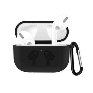 For AirPods Pro Silicone Flip Cover Earphone Protective Case with Anti-drop Buckle(Black)