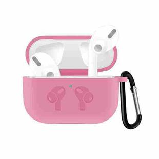 For AirPods Pro Silicone Flip Cover Earphone Protective Case with Anti-drop Buckle(Pink)