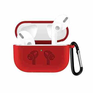 For AirPods Pro Silicone Flip Cover Earphone Protective Case with Anti-drop Buckle(Red)