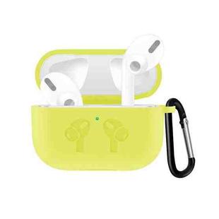 For AirPods Pro Silicone Flip Cover Earphone Protective Case with Anti-drop Buckle(Yellow)