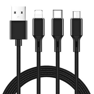 JOYROOM S-L422 Prime Series 3 in 1 USB to 8 Pin + USB-C / Type-C + Micro USB Charging Cable, Length: 1.2m (Black)