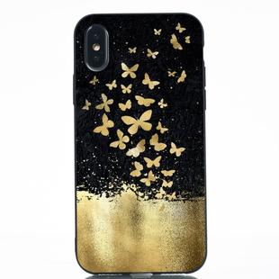 Gold Butterfly Painted Pattern Soft TPU Case for iPhone XS / X
