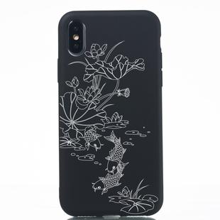 Lotus Pond Painted Pattern Soft TPU Case for iPhone XS / X