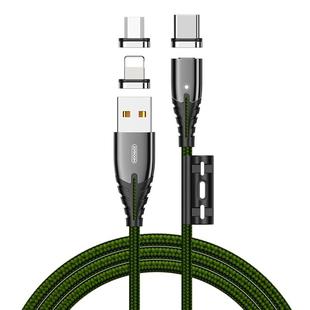 JOYROOM S-M408 Magnetic Series  3 in 1 3A USB to 8 Pin + USB-C / Type-C + Micro USB Charging Cable, Length: 1.2m (Green)