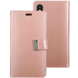 For iPhone XS GOOSPERY RICH DIARY Crazy Horse Texture Horizontal Flip Leather Case with Card Slots & Wallet (Rose Gold)