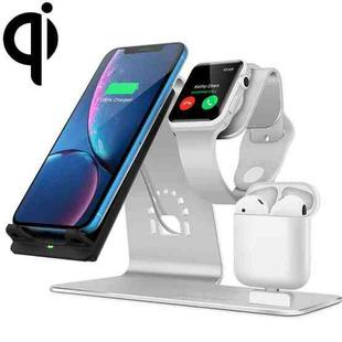 H05 QI Standard 3 in 1 Multifunctional Wireless Fast Charging Charger for Apple & iWatch & AirPods(Silver)