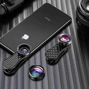 ROCK RCB0754 3 in 1 120 Degree Wide Angle + 230 Degree Fisheye + 15X Macro Universal Mobile Phone Lens Set(Black)