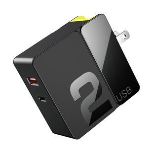 ROCK Sugar 30W USB-C / Type-C + USB-A Ports Quick Charging Travel Charger Adapter, US Plug(Black)