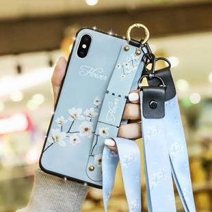For iPhone X / XS Colorful Painted Shockproof TPU + Cloth Texture Case(Blue)