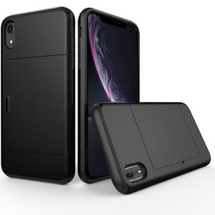 For iPhone XR Shockproof Rugged Armor Protective Case with Card Slot(Black)