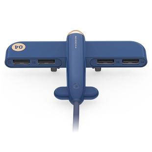 3life-308 5V 0.5A 4 USB Interfaces Air Force One Extender HUB Data Hub (Blue)