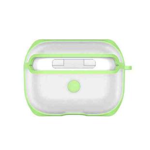 APC001 For AirPods Pro PC + TPU Transparent Earphone Protective Case with Hook (Green)